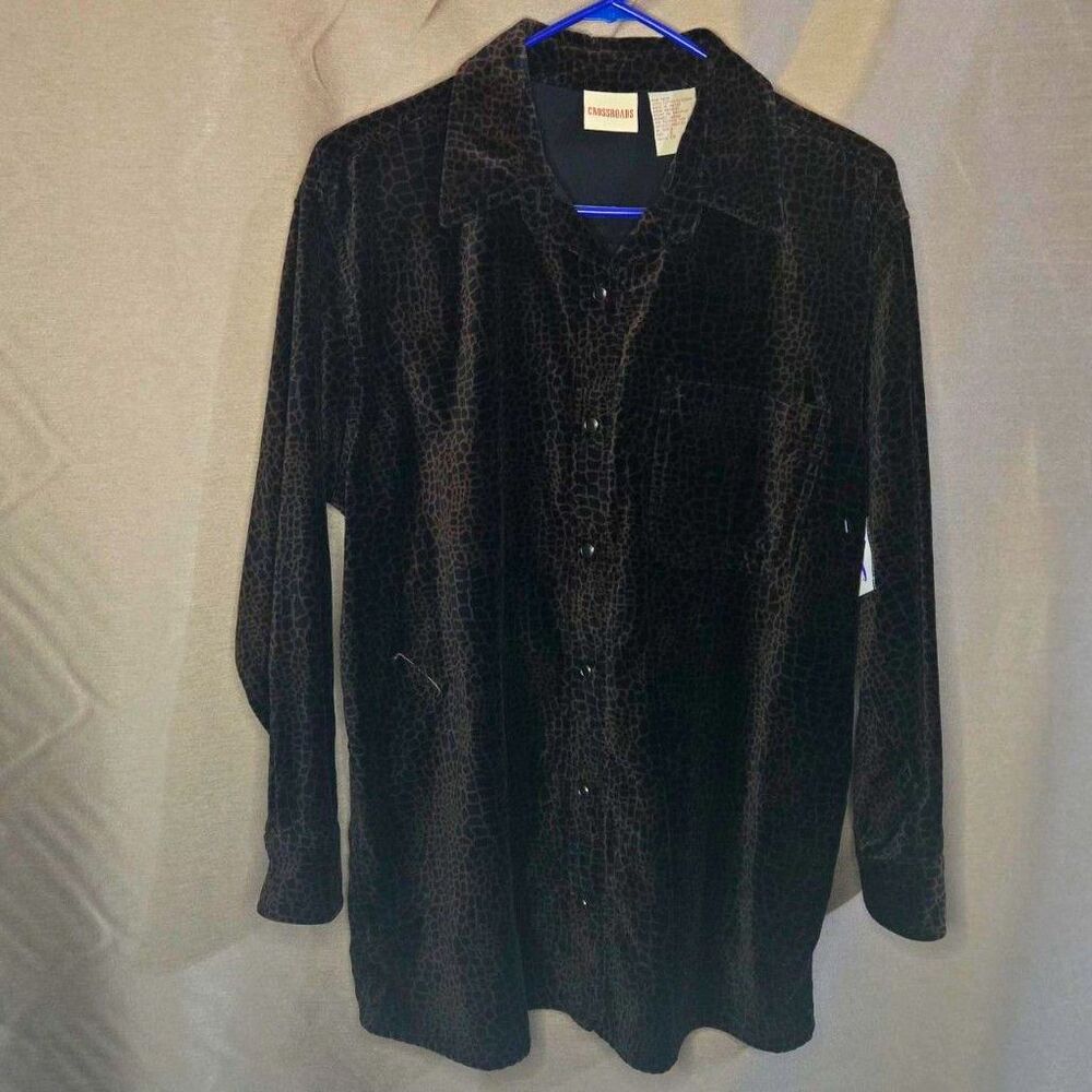 Crossroads, Brown, Black, Top, Size: S